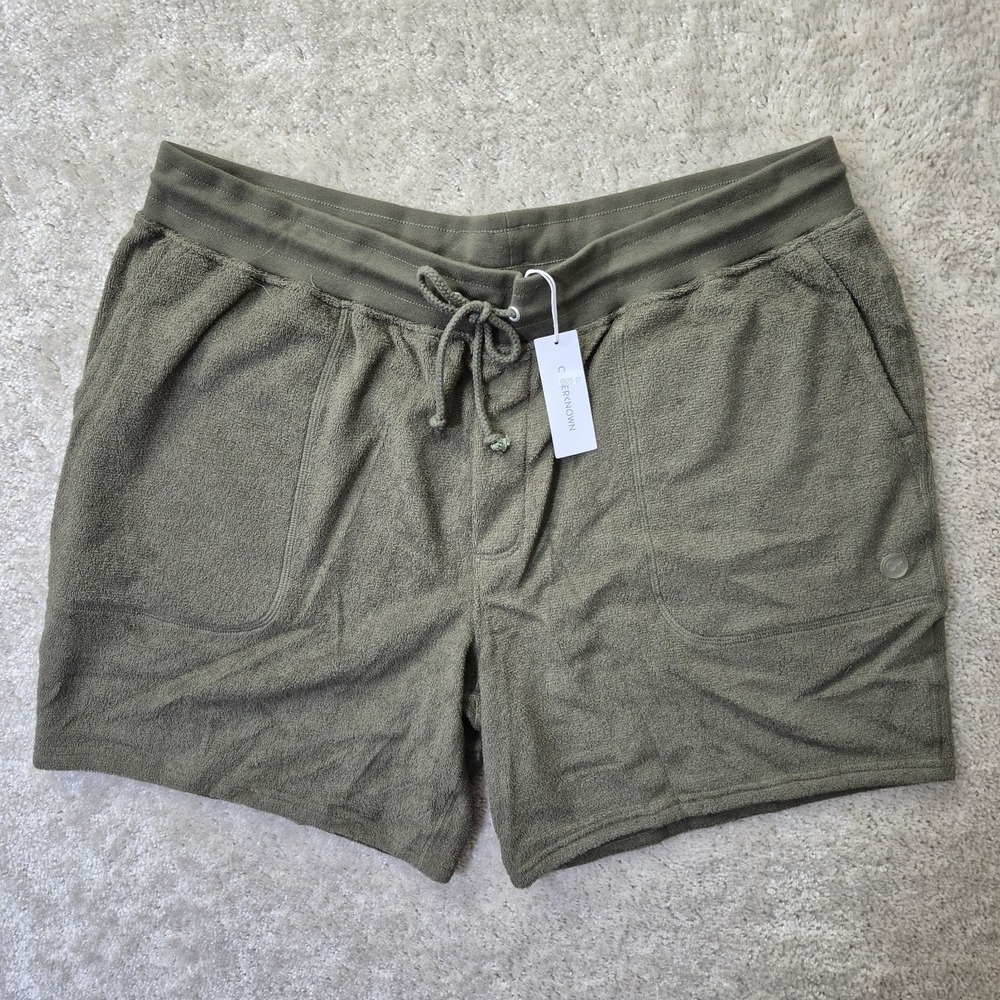 Outerknown Hightide Terry Sweatshorts Men 2XL Green Athleisure Lounge Drawstring